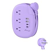Alitayee Purple Travel Power Strip with 4 USB Ports(2 USB C) 3 Outlets, 3ft Purple Extension Cord...