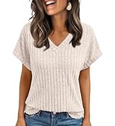 AUTOMET Women Tops Summer Sweaters Short Sleeve V Neck Shirts 2025 Spring Fashion Dressy Casual B...