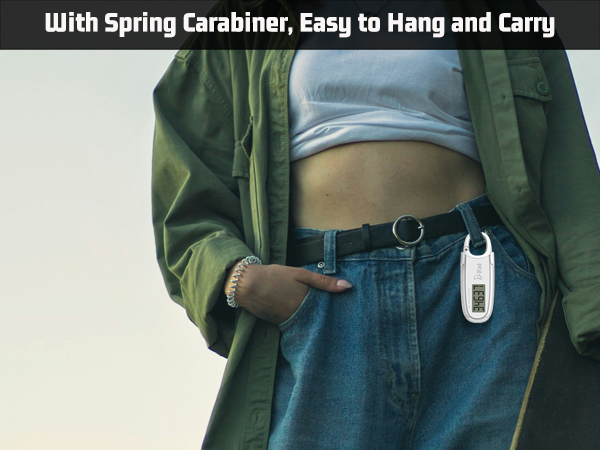 U-Trak 3D pedometer for walking with spring carabiner