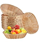 24 Pack Plastic Oval Baskets, Small Fruit and Bread Baskets for Food Storage, Empty Easter Gift B...