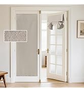 RYB HOME 100% Blackout Linen Door Window Curtains for French Door, Tricia Room Darkening Adhesive...