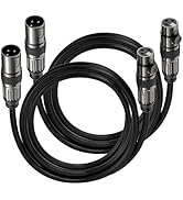 XLR Microphone Cables, 2 Pack 6 Feet Oxygen-Free Copper 3-Pin Male to Female Microphone Cable for...