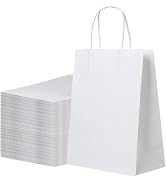 FACEBAG 100 Pcs White Gift Bags with Handles 8x4.25x10.5 Paper Bags with Handles Bulk, Paper Shop...