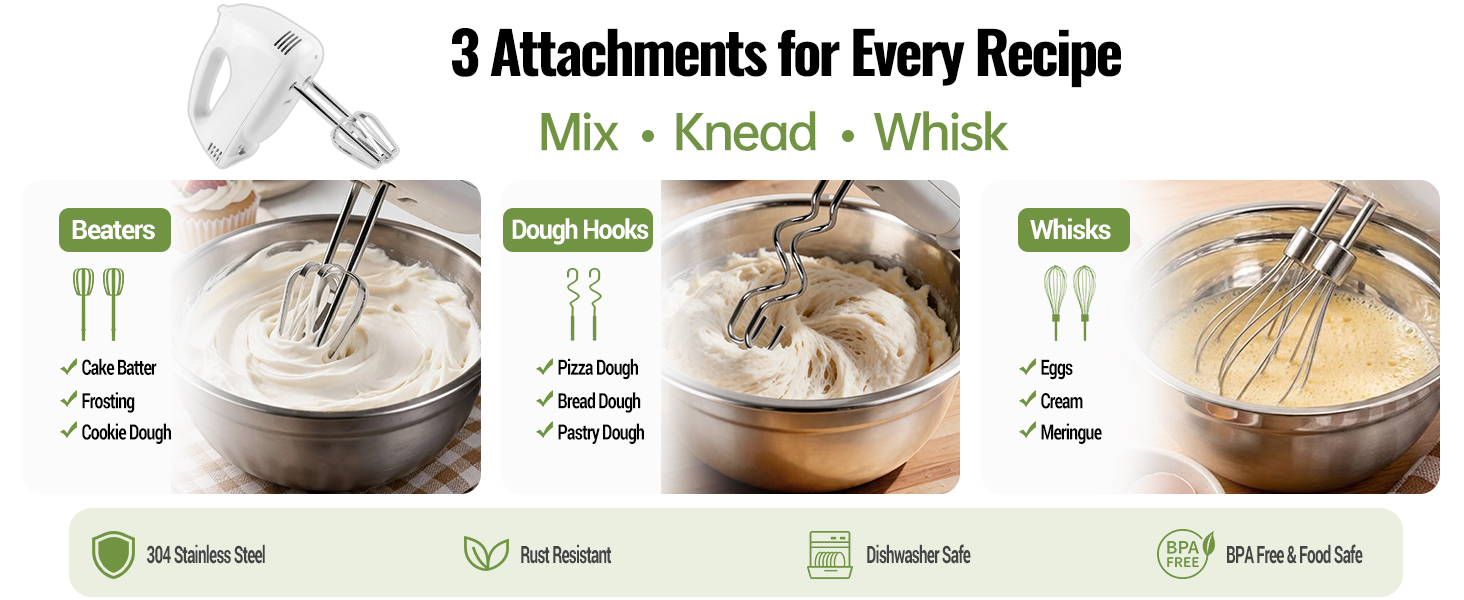 3 Attachments for hand mixer