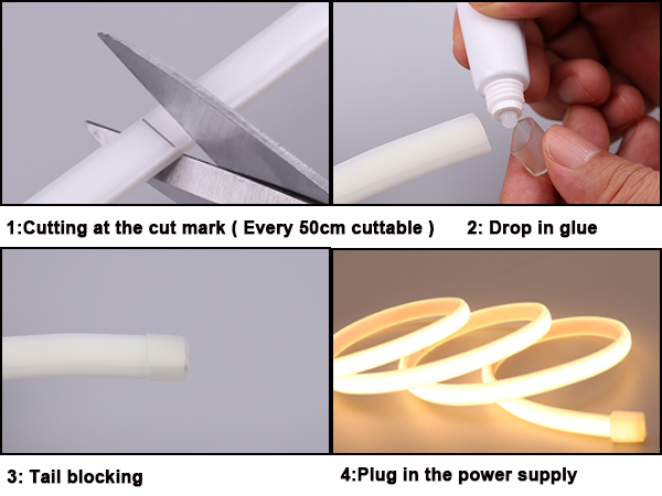 AC 110V COB LED Strip Light Outdoor Waterproof 65.6ft, LED Rope Light Flexible Cuttable for Bedroom