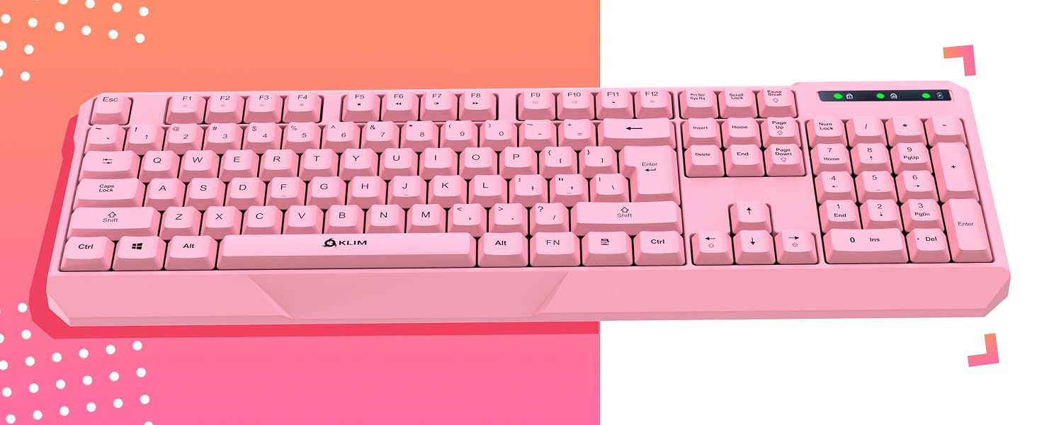 KLIM Chroma pink wireless keyboard pink gaming keyboard pink keyboard