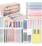 DazSpirit 61 PCS Aesthetic School Supplies with Cute Pencil Case, Pastel Highlighters, Gel & Eras...