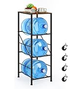 YBING 5 Gallon Water Jug Holder with Wheels 3-Tiers Water Bottle Holder with Storage Shelves Mova...