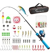 Kids Fishing Pole Kit, 59'' Telescopic Rod and Reel Beginner Combo with Spincast Reel,Tackle Box,...