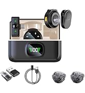 2 Pack Wireless Lavalier Microphone for iPhone 15, Android, USB C, ipad with Adapter Included, No...
