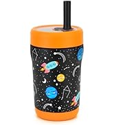 Zukro Kids Stainless Steel Tumbler with Flexible Straw 12 oz, Spill Proof See Through Tritan Lid,...
