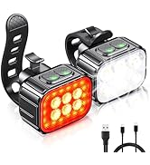 Cuvccn Bike Lights Super Bright, Rechargeable Bicycle Lights Set Multiple Modes, Waterproof Bike ...
