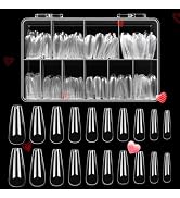Beetles Acrylic Nails Kit 500Pcs Long Coffin Pre-Shaped Clear Full Cover Soft False Nails, Nail T...
