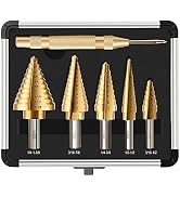 GMTOOLS Step Drill Bit Set, 6 Pcs Titanium High Speed Steel Unibit Drill Bits, Stepped Up Bits & ...