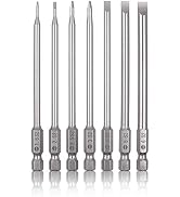 Mixiflor 7 Pcs Flat Head Screwdriver Bit Set,1/4 Inch Hex Shank 4 Inch Long S2 Steel with Magneti...