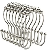 Shower Curtain Hooks Brushed Nickel Shower Curtain Rings Rust Proof, Bathway Balanced Smooth Glid...