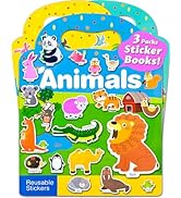 Walenced Puffy Reusable Sticker Book for Toddlers 2-4 Years, 3 Sets Stickers for Kids, Toddler St...