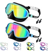 Vvinca Swim Goggles with Nose Cover, 2 Pack Wide View Diving Mask Anti-Fog UV No Leak Toddlers Sw...