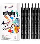 Black Marker Paint Pens - 6 Pack Acrylic Black Permanent Marker, 0.7mm Extra Fine Tip Paint Pen f...