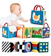 hahaland Baby Toys 0-6 Months - High Contrast Newborn Toys - Baby Tummy Time Books 0-6 Months wit...