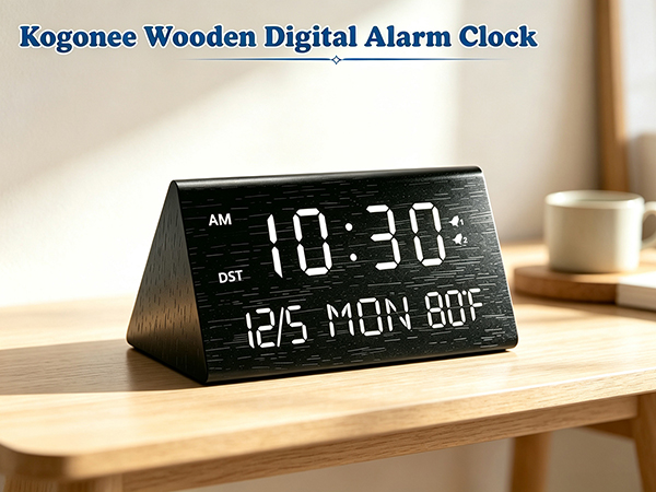 Kogonee Wooden Digital Alarm Clock