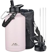 StarSpeed 64 oz Insulated Water Bottle with Straw Lid, Stainless Steel Half Gallon Water Flask Do...