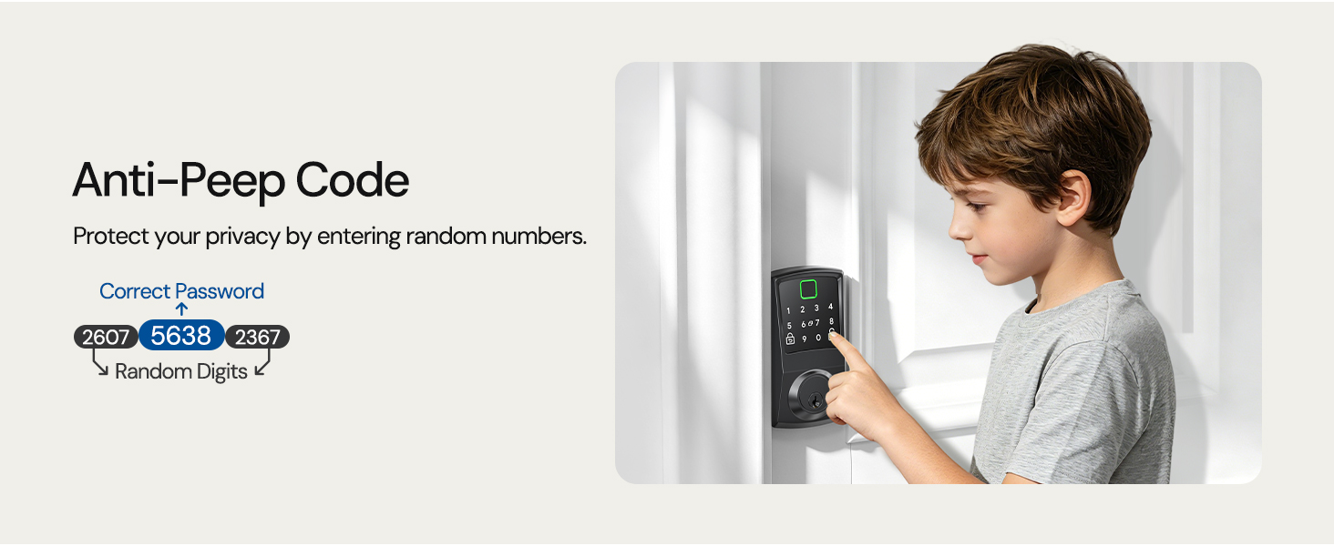 Anti-Peep code Protect your privacy by entering random numbers.