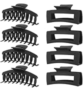 Black Hair Clips for Women -8 Pack 4.3 Inch Large Matte Banana Claw Clips for Women Thin Thick Cu...
