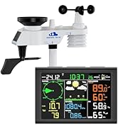 AIRAIN TECH 10-in-1 Wireless Weather Station,with Outdoor Sensor,Rain Gauge,Atomic Clock,Wind Spe...