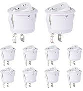 VEXUNGA Round Rocker Switch White 2 Pin 2 Position Mini Circle Toggle Switches On Off 6A/250V 10A...