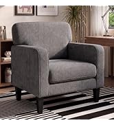 DUMOS Dark Grey Modern Accent Chairs for Living Room, Corner Chairs for Adults, Reading Armchair ...