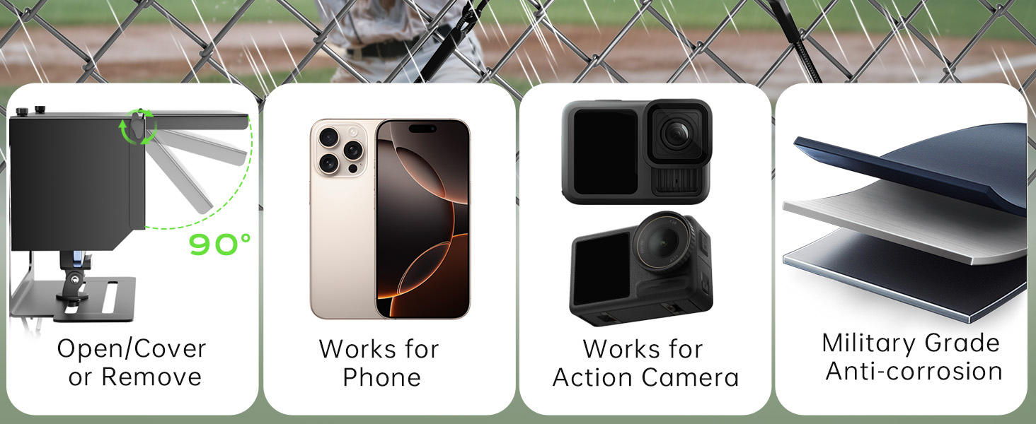 LC-dolida 2-in-1 Fence Mount, Includes Adjustable Sunshade for Outdoor Recording, Compatible