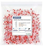 200Pcs Waterproof Electrical Solder Seal Wire Connectors, 22-16 Gauge Red Heat Shrink Butt Splice...