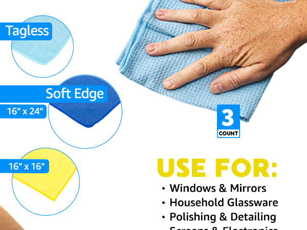 The Standard Waffle Weave, a versitile towel made for cleaning windows and glass.