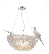 DEIGEHJRE 5 LED Chandelier Birds Nest Chandelier, Bedroom Ceiling Lamp, Childrens Room Pendant La...