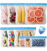 Anelueeoo 10 Pack Reusable Freezer Bags,Leakproof Reusable Food Storage Bags BPA Free Healthy Foo...