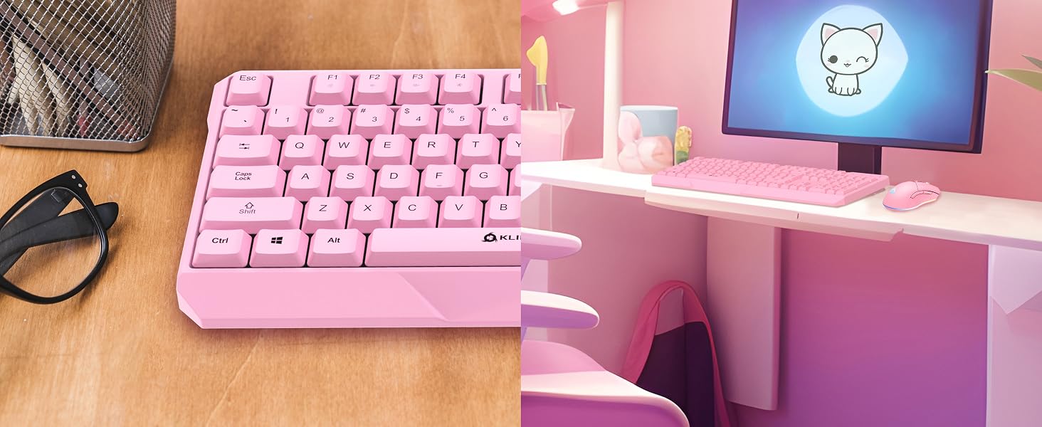 KLIM Chroma pink wireless keyboard pink gaming keyboard pink keyboard