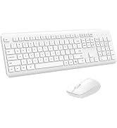 Wireless Keyboard and Mouse Combo, Full Size Silent Ergonomic Keyboard and Mouse, Long Battery Li...