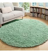 ONASAR Sage Green Round Area Rug 4ft, Fluffy Soft Bedroom Circle Rugs for Kids Girls Boys Teen Do...