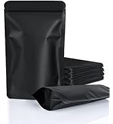 100 Pack Resealable Stand Up Bags,Smell Proof Pouch Sealable Foil Pouch Bags for Packaging (Black...