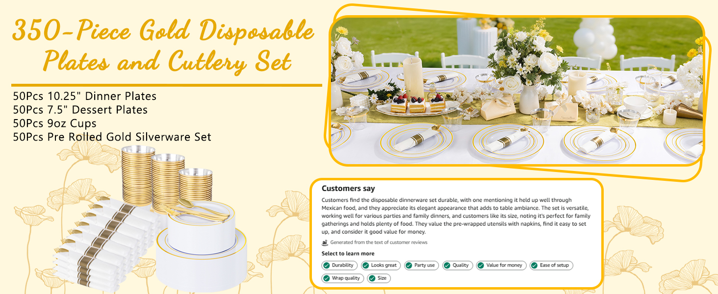gold plastic plates