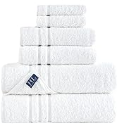 Hammam Linen White Bath Towels Set 6-Piece Original Turkish Cotton Soft, Absorbent and Premium To...