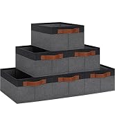 GhvyenntteS 6 Pack Storage Baskets for Organizing, Fabric Storage Bins with Leather Handles, Fold...