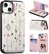UEEBAI Wallet Case for iPhone 15 with Card Holders, PU Leather Cover Kickstand RFID Blocking Doub...