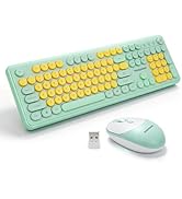 Tongyangat Wireless Keyboard and Mouse Combo, 2.4G Retro Typewriter Style Keyboard Mouse Set, Qui...