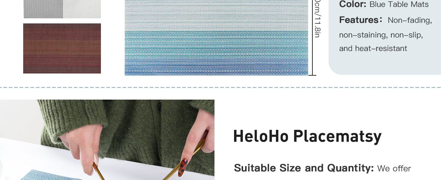 Vinyl Table Place Mats Stain Resistant Foldable Placemats Washable Wipeable Placemat for Kitchen