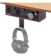 Metal Under Desk Mount for Focusrite Scarlett 2i2 3rd Gen with Adjustable Headphone Hanger Stand,...