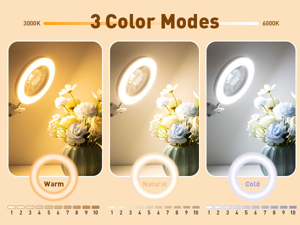 10 lever dimming and color adjustment magnifier with light and stand magnifying glass light