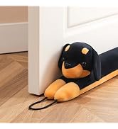 Sunolga 38 Inches Weighted Door Draft Stopper Under Door Noise Air Stopper, Black Dog Shape Sound...