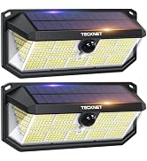 TECKNET Solar Lights Outdoor 495 LED Motion Sensor Waterproof Wall Lights | 2 Pack,IP66 Waterproo...
